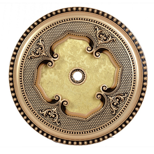 قیمت گل سقفی زیرلوستری دورلوستری پیش ساخته تزیین سقف دایره 60 سانتی کماندار پی وی سی سایز کوچک سپاهان سقف طلایی مشکی