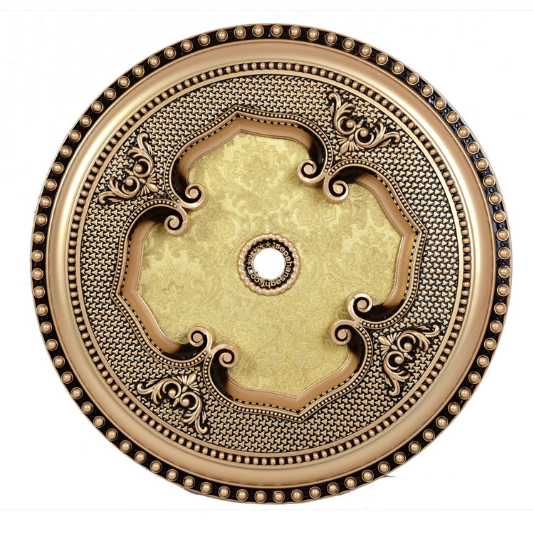 قیمت گل سقفی زیرلوستری دورلوستری پیش ساخته تزیین سقف دایره 60 سانتی کماندار پی وی سی سایز کوچک سپاهان سقف طلایی مشکی