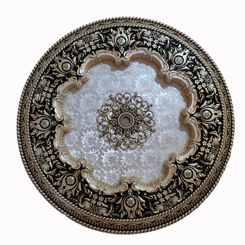 قیمت گل سقفی دور لوستری زیر لوستری پیش ساخته دایره شمسه ساده پی وی سی قابل شستشو سپاهان سقف سبک