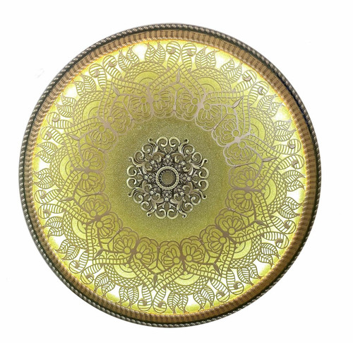 قیمت گل سقفی دور لوستری زیر لوستری پیش ساخته دایره دایره ترنج 106 پی وی سی قابل شستشو سپاهان سقف سبک طلایی