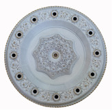 قیمت گل سقفی دور لوستری زیر لوستری پیش ساخته دایره هالوژن دار پی وی سی قابل شستشو سپاهان سقف سبک طلایی