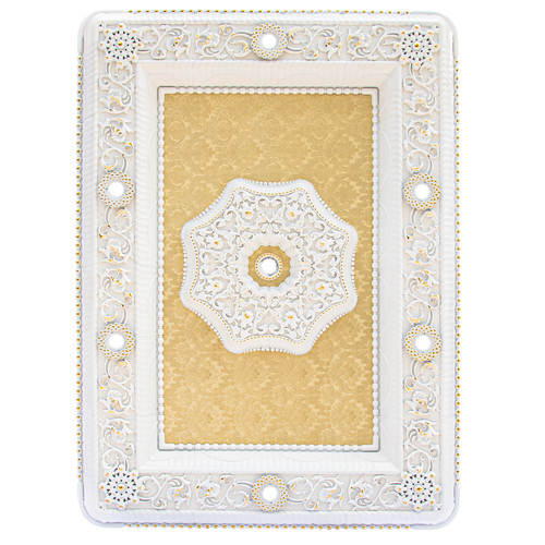 قیمت گل سقفی دورلوستری مستطیل هالوژن دار نورا پی وی سی 190 در 150 سانتی سپاهان سقف سفید طلایی جایگزین گچ و کناف