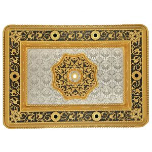 قیمت گل سقفی دورلوستری مستطیل هالوژن دار نورا پی وی سی 190 در 150 سانتی سپاهان سقف طلایی سبک ضد آب