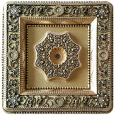 قیمت گل سقفی دورلوستری زیر لوستری پیش ساخته مربع هالوژن دار نورا پی وی سی 110 سانتی سپاهان سقف طلایی مشکی