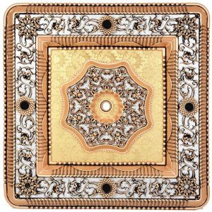 گل سقفی دورلوستری مربع هالوژن دار نورا پی وی سی 110 سانتی سپاهان سقف طلایی مشکی ضدآب