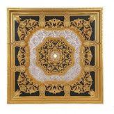 قیمت گل سقفی زیر لوستری تزیین سقف مربع 120 تارا پی وی سی ضدآب طلایی