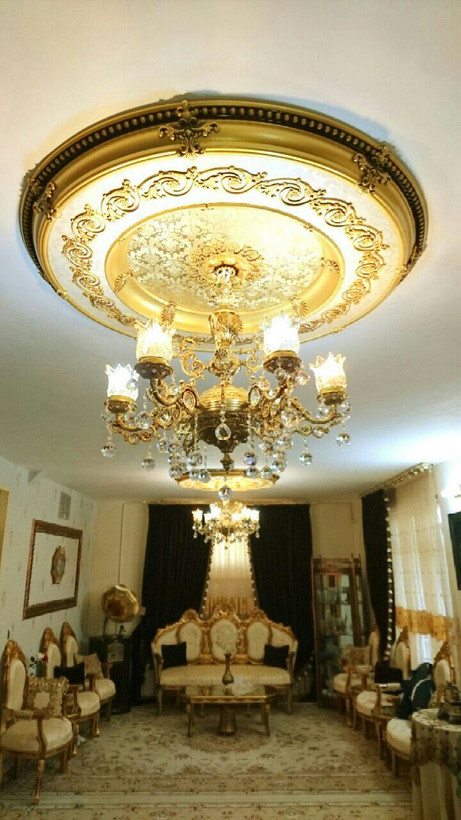 گل سقفی دور لوستری زیر لوستری دایره پی وی سی 120 سانتی سپاهان سقف مدل حلقه دار کد (320)