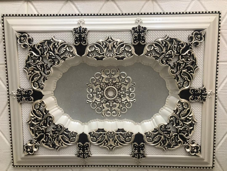 خرید دور لوستری زیر لوستری پی وی سی سبک مستطیل سپاهان سقف سایز کوچک ضد آب سفید مشکی