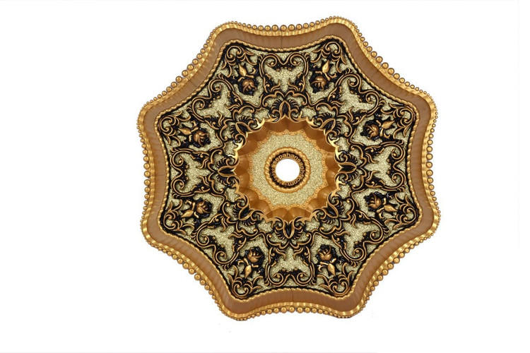 گل سقفی دورلوستری زیرلوستری تزیین پیش ساخته سقف مدل هشت ضلعی پی وی سی سپاهان سقف