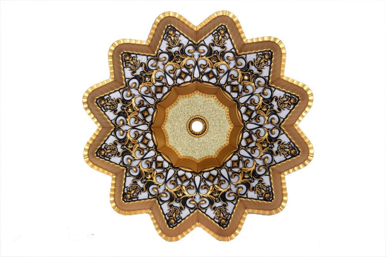 قیمت گل سقفی دورلوستری زیرلوستری تزیین سقف مدل خورشیدی پی وی سی سپاهان سقف