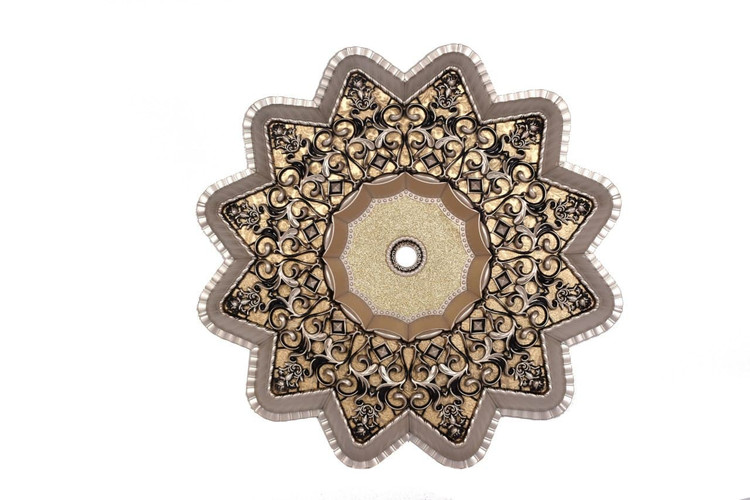 خرید گل سقفی دورلوستری زیرلوستری تزیین سقف مدل خورشیدی پی وی سی سپاهان سقف