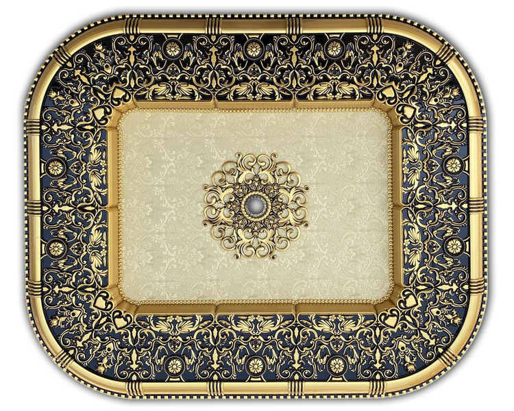 گچبری پیش ساخته گل سقفی دورلوستری زیرلوستری تزیین سقف مستطیل دینا پی وی سی سپاهان سقف