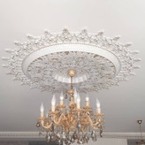 خرید گل سقفی زیرلوستری دورلوستری پیش ساخته تزیین سقف دایره مدل ترنج 106 سانتی پی وی سی سپاهان سقف