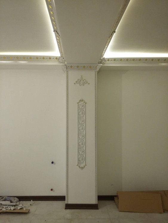 تزیین ستون نبشی پی وی سی سفید طلایی سپاهان سقف