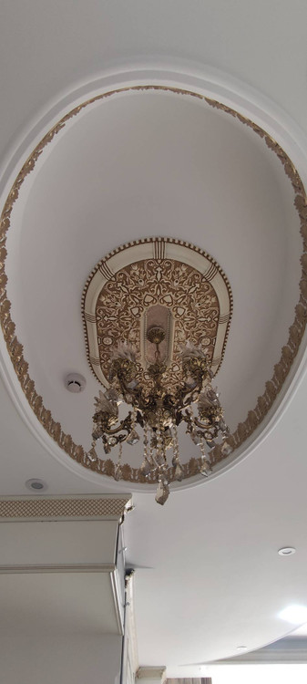 خرید گل سقفی دورلوستری زیرلوستری تزیین سقف مستطیل دینا پی وی سی سپاهان سقف