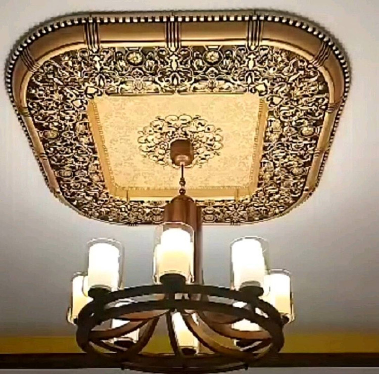 قیمت گل سقفی دورلوستری زیرلوستری تزیین سقف مستطیل دینا پی وی سی سپاهان سقف