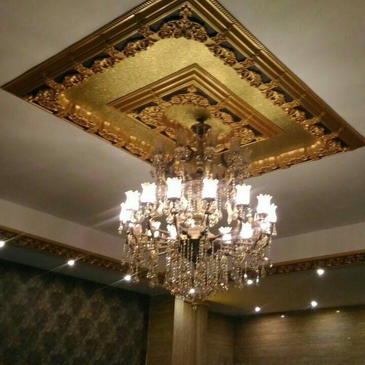 گل سقفی دور لوستری زیر لوستری مستطیل پی وی سی 180 * 150 سانتی سپاهان سقف مدل تارا کد (367)