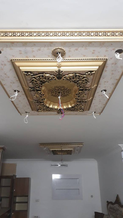 خرید دور لوستری زیر لوستری پی وی سی سبک مستطیل سپاهان سقف سایز کوچک ضد آب طلایی براق مشکی