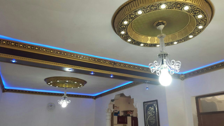 گل سقفی دور لوستری زیر لوستری دایره پی وی سی 160سانتی سپاهان سقف مدل ساده کد (390)