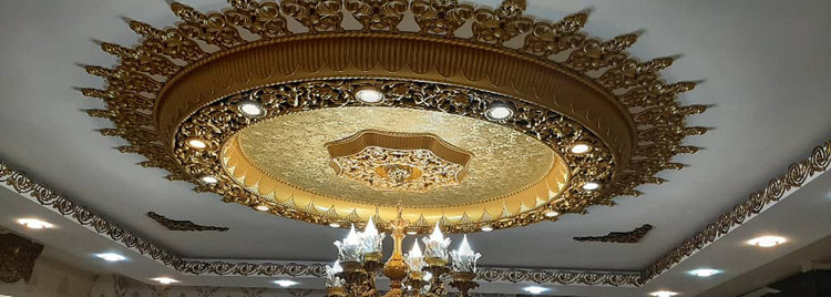 خرید زیر لوستری زیر لوستری دورلوستری پیش ساخته مدل دایره 160 ساده پی وی سی سانتی سپاهان سقف طلایی قیمت مناسب