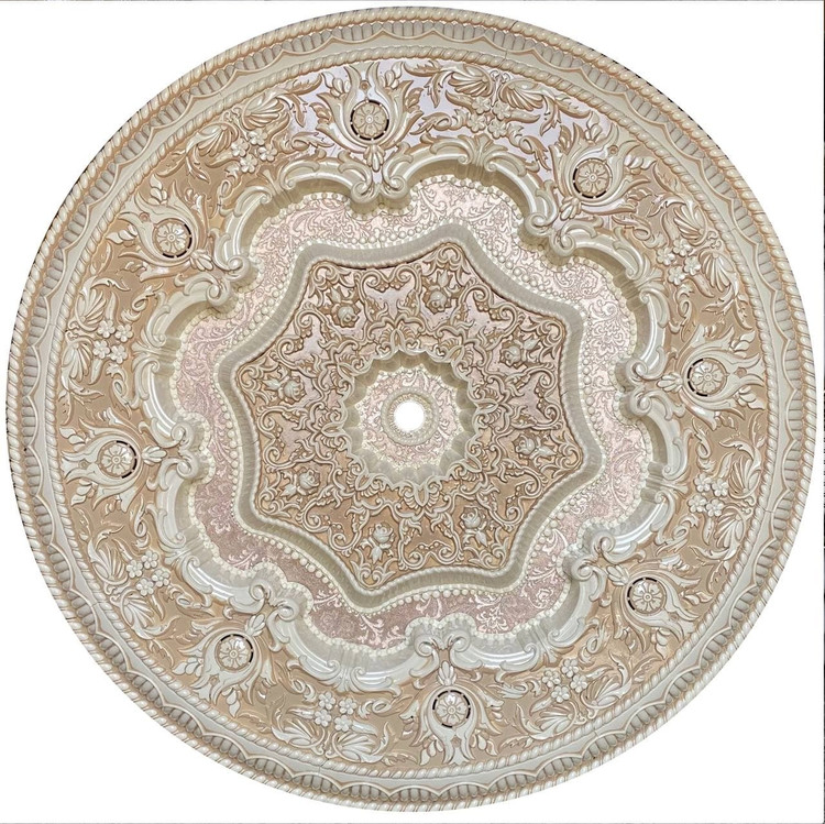 گل سقفی دور لوستری زیر لوستری دایره شمسه اوکتا 106 سانتیپی وی سی قابل شستشو سپاهان سقف سفید کرم