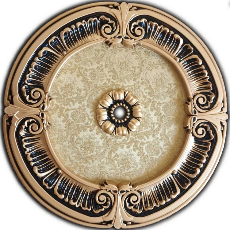 گل سقفی دور لوستری دایره گلدار طلایی مشکی