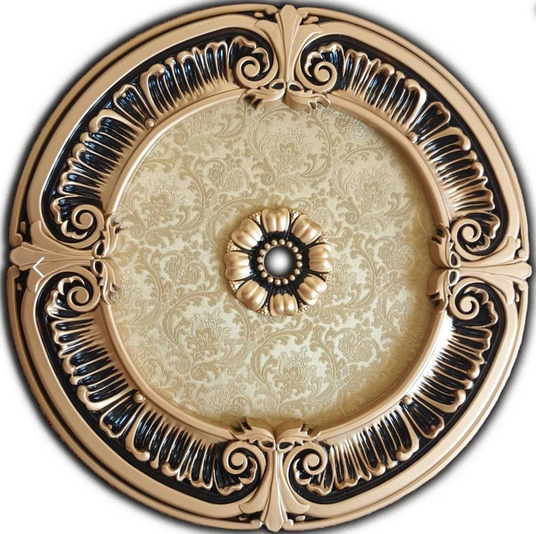 گل سقفی دور لوستری دایره گلدار طلایی مشکی