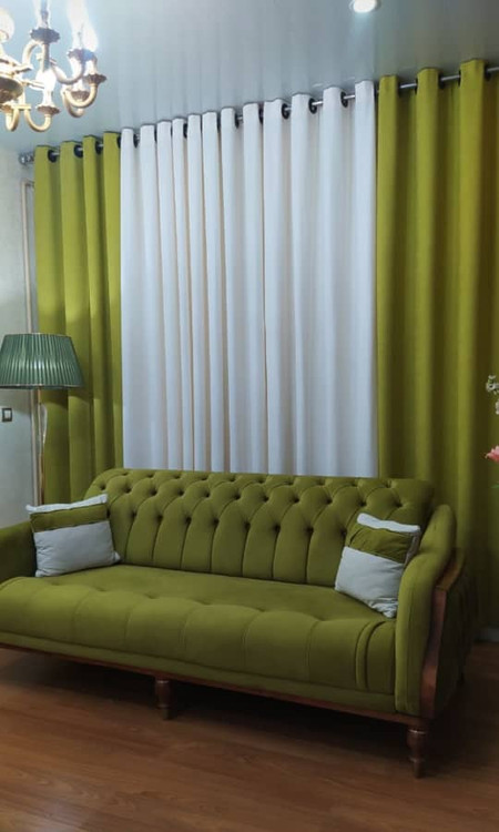 پرده پانچی ایستاده مخمل هازان سبز