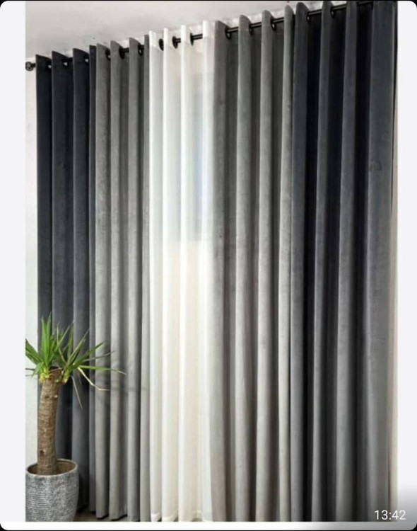 پرده پانچی طوسی تیره و روشن