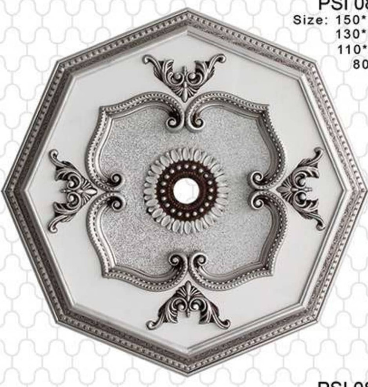 گل سقفی دورلوستری زیرلوستری تزیین سقف مدل هشت ضلعی کماندار سپاهان سقف